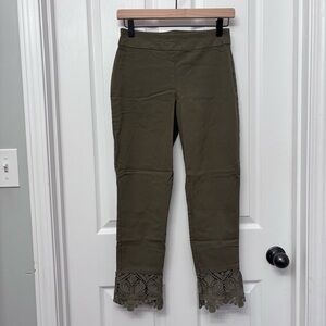 Olive Lace Hem Ankle Pants | Est. 1946 Size 2